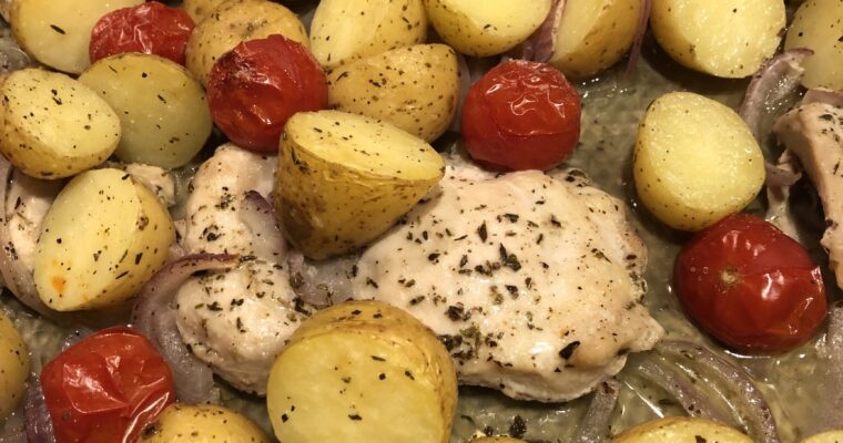 Sheet Pan Chicken with Baby Potatoes and Herb Butter