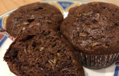 Easy Double Chocolate Zucchini Muffins with Greek Yogurt