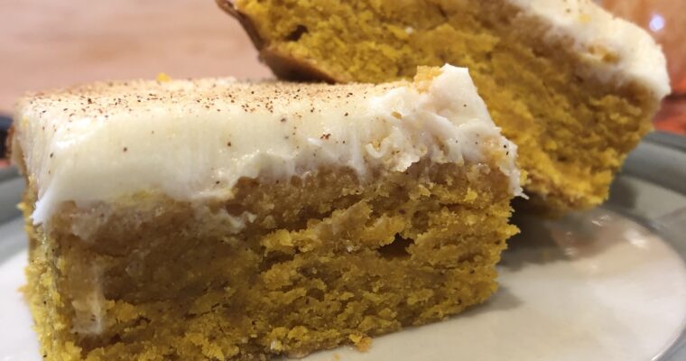 Best Pumpkin Snickerdoodle Blondies with Cream Cheese Frosting