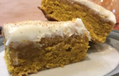 Best Pumpkin Snickerdoodle Blondies with Cream Cheese Frosting