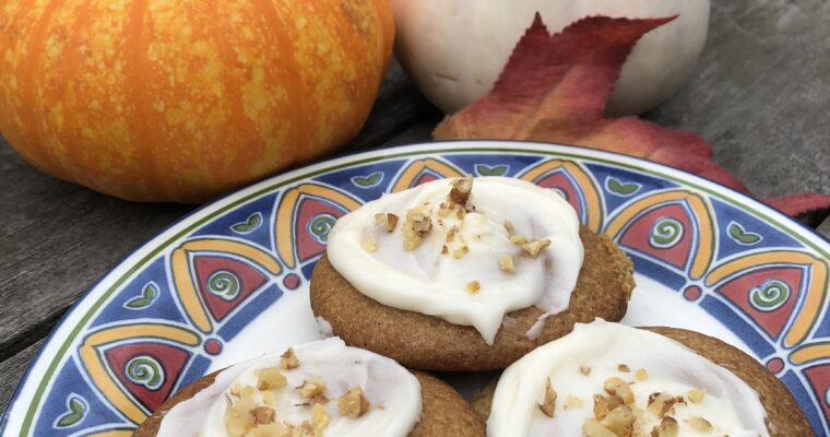 Soft Pumpkin Cookies with Salted Maple Frosting