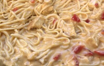 Easy Dinner Idea: Cheesy Skillet Chicken Spaghetti