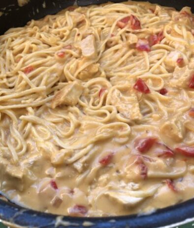 Easy Dinner Idea: Cheesy Skillet Chicken Spaghetti