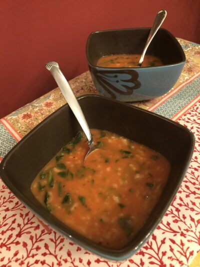 Creamy Tomato Florentine Soup with Rice (Tomato & Spinach)