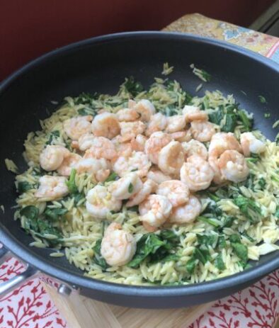 Easy One Pot Meal: Lemon Shrimp with Orzo & Spinach