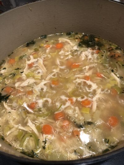 Easy One Pot Lemon Chicken Orzo Soup with Leeks 