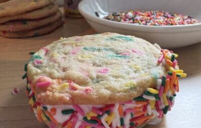 Soft & Chewy Funetti Cookie Ice Cream Sandwiches